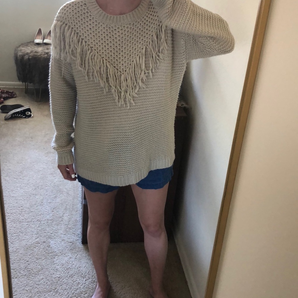 Fringe chunky knit Crew Neck Sweater Forever 21 h&m XS S M